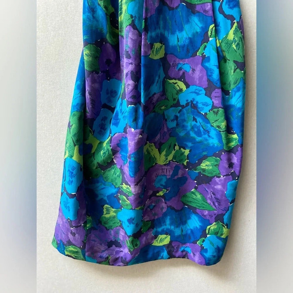 Diane Gilman 100% Silk floral dress Sz 4 - Picture 9 of 12